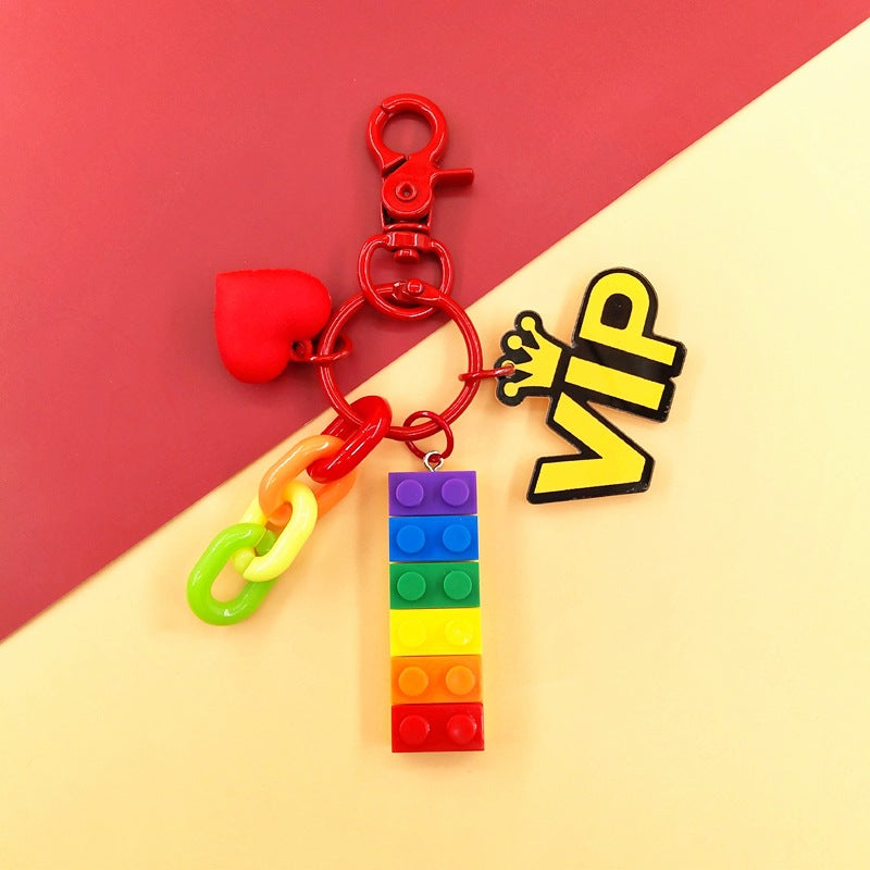 Wholesale Rainbow Building Blocks Acrylic Keychain